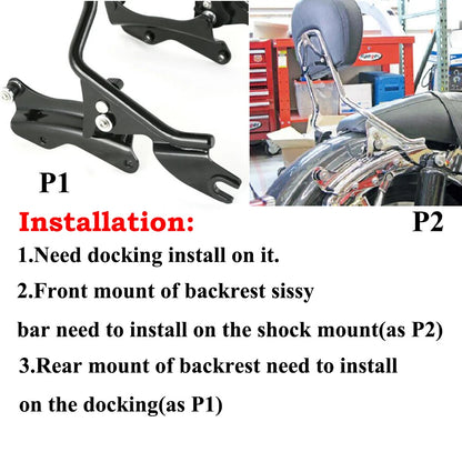 Backrest Sissy Bar w/ Docking Hardware Kit For Harley Street Electra Glide 14-22