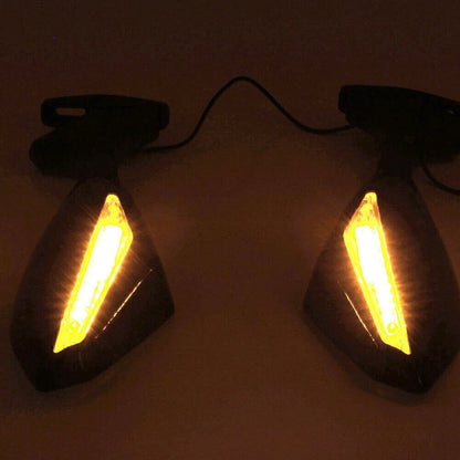 Rearview Mirrors W/ LED Turn Signal Indicator For Ducati Honda Kawasaki Yamaha