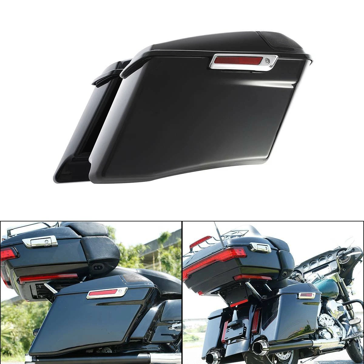 4" Extended Hard Saddlebags 5x7" Speaker Lids Fit For Harley CVO Touring 14-Up