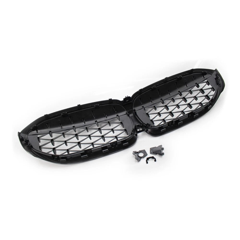 Pair Front Bumper Kidney Grill Diamond Grille For BMW 3 Series G20 G21 2019-2022