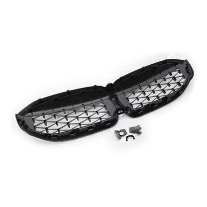 Pair Front Bumper Kidney Grill Diamond Grille For BMW 3 Series G20 G21 2019-2022
