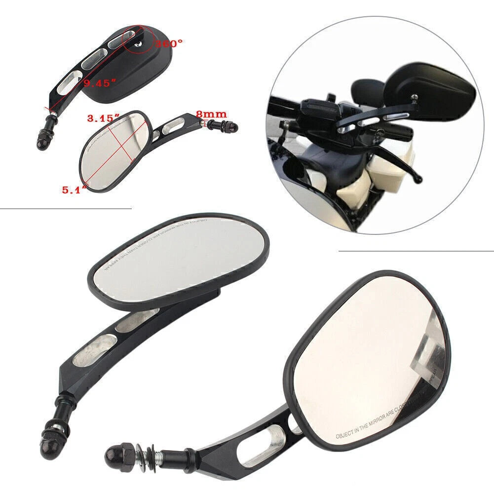 2PCS Rearview Side Mirror Matte Black fit Sportster 883 Softail Touring Dyna mo