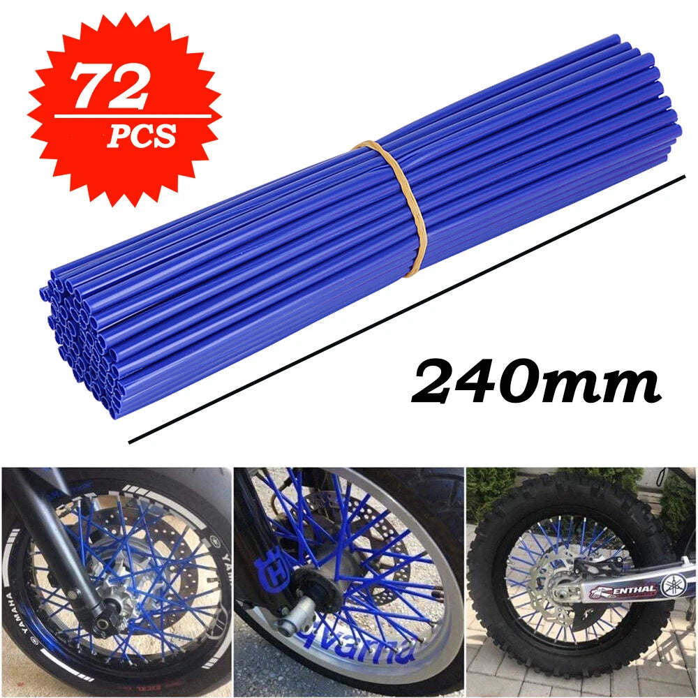 72PC Universal Wheel Spoke Wraps Motorcycle Cover Pipe Skins For Kawasaki Suzuki