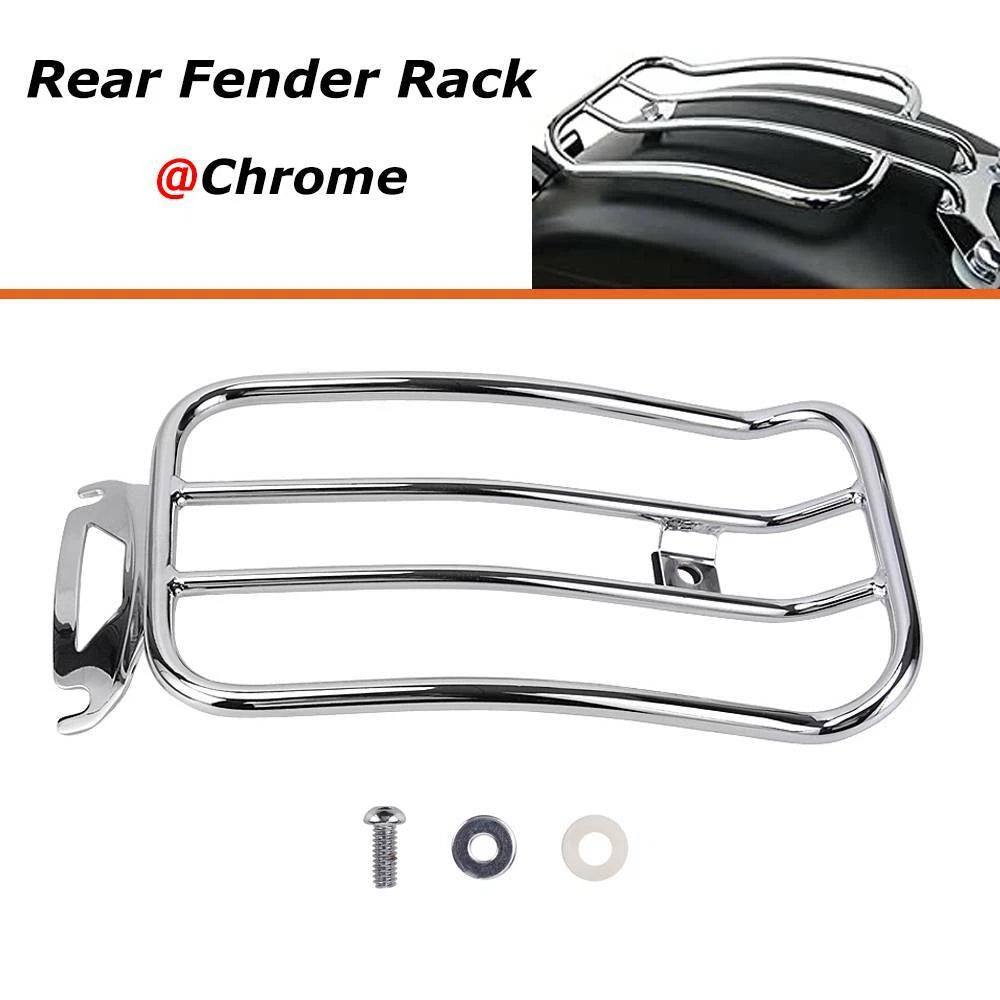 Chrome Solo Seat Luggage Rear Fender Rack For Harley Touring FLHT FLHR 1997-2015
