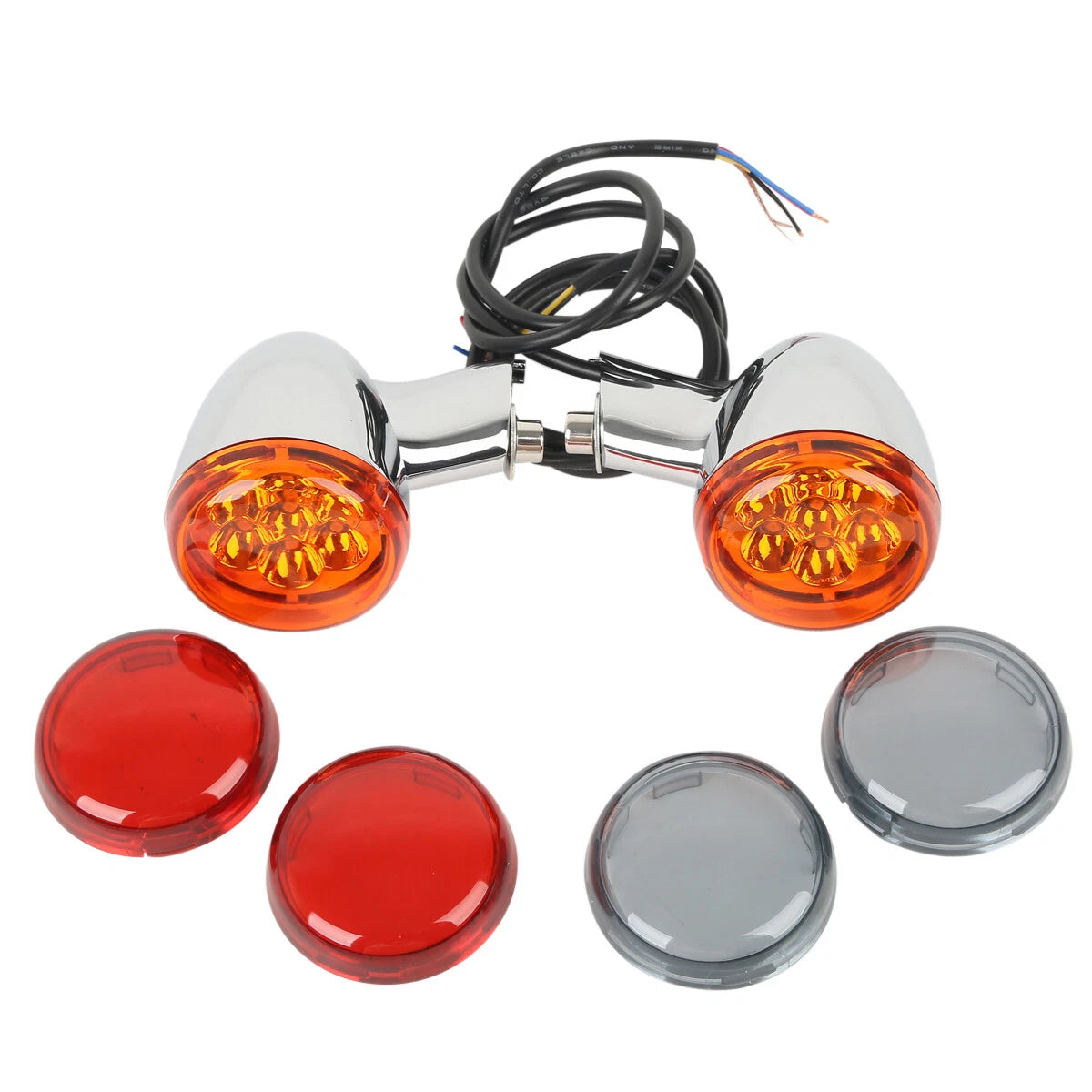 Amber Turn Signals LED Lights w/ Bracket For Harley Sportster XL883 XL1200 92-22