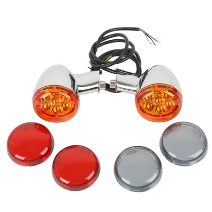 Amber Turn Signals LED Lights w/ Bracket For Harley Sportster XL883 XL1200 92-22