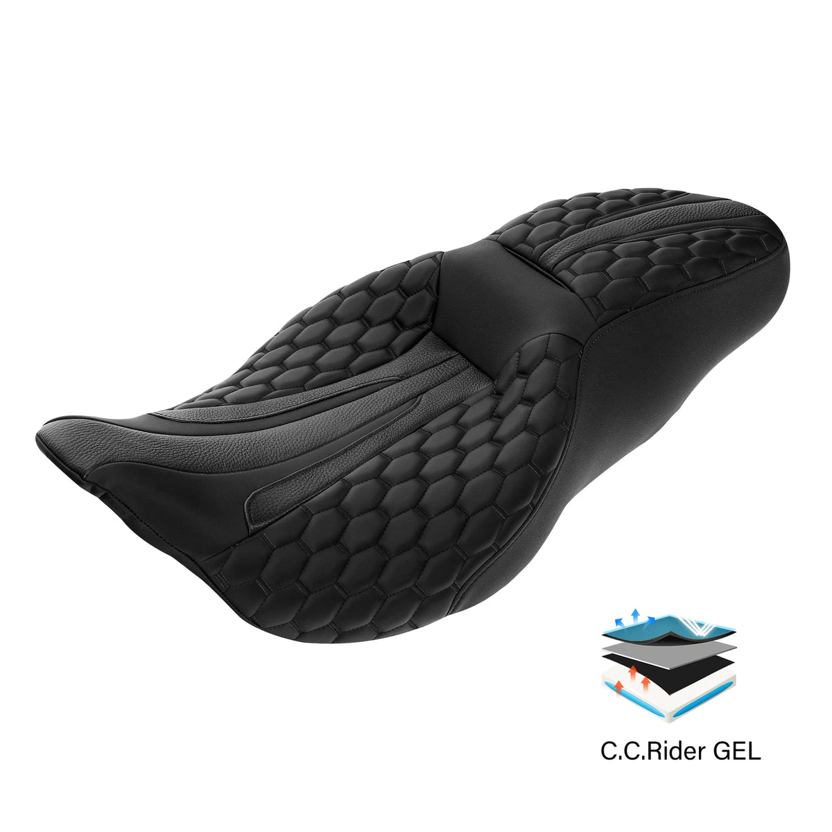 Driver Passenger Gel Seat For Harley Touring Electra Street Road Glide 09-23
