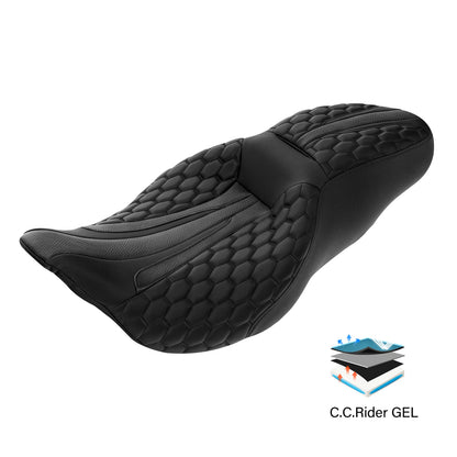 Driver Passenger Gel Seat For Harley Touring Electra Street Road Glide 09-23