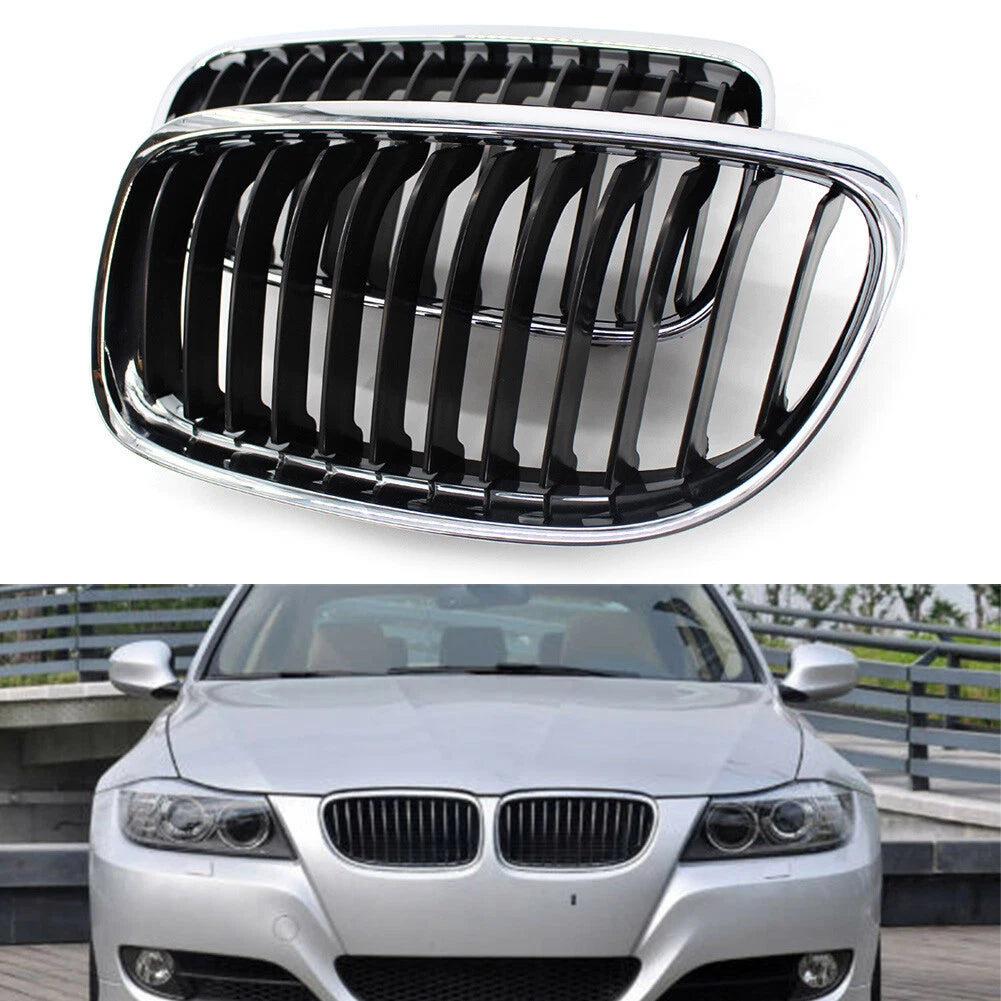 Fit BMW E90 E91 LCI 328i 335i  2009-2011 Front Kidney Grill Grille Chrome Black