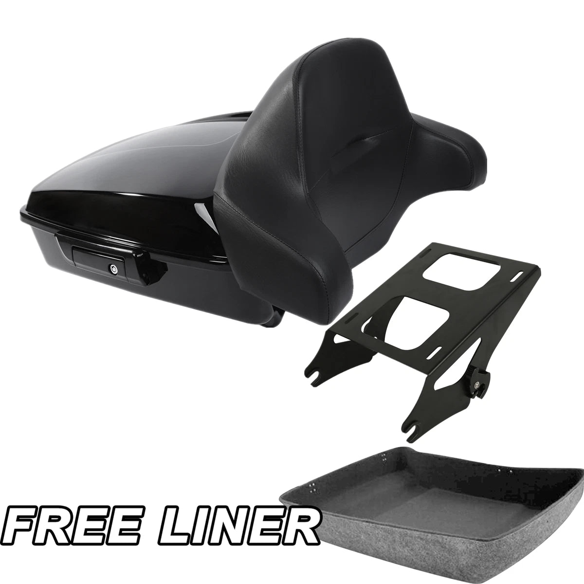 Chopped Trunk w/ Backrest Mount Rack Fit For Harley Touring Street Glide 2014-26