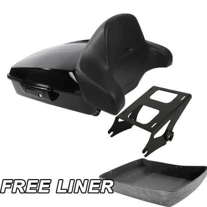 Chopped Trunk w/ Backrest Mount Rack Fit For Harley Touring Street Glide 2014-26