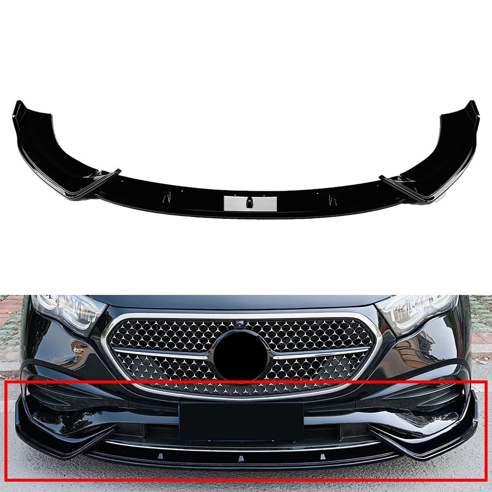 Front Bumper Splitter Spoiler Lip For Mercedes Benz E Class W214 2024+ Black
