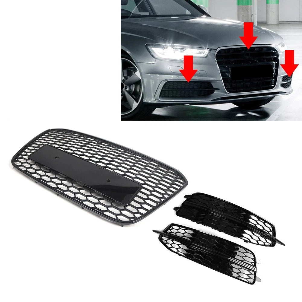Front Radiator Grille With Fog Light Grille Cover Fit For Audi A6 S6 2012-14 US