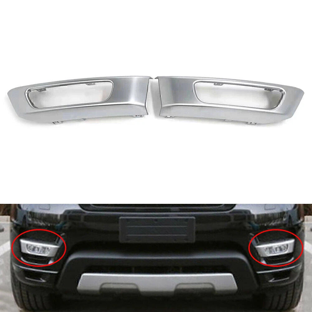 For Range Rover Sport 2014-2017 Front Bumper Fog Light Lamp Cover Silver 2PCS