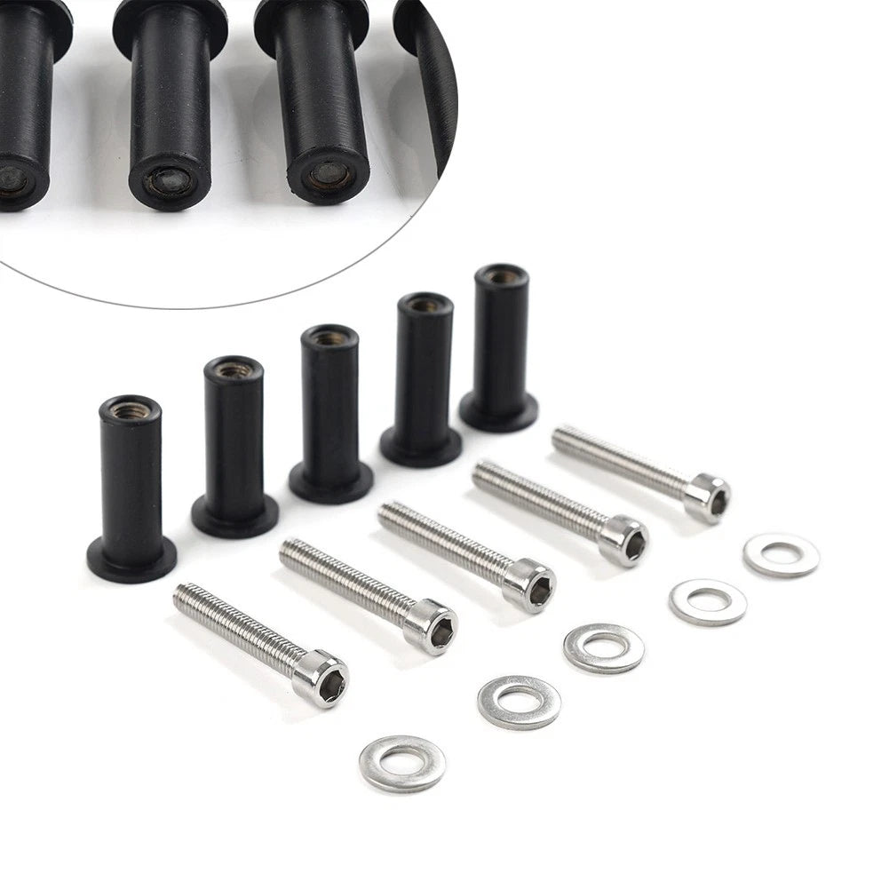 5pcs Windshield Bolts Screws Nut Kit For Harley Road Glide Motorcycle Chrome