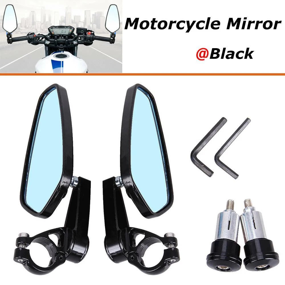 7/8" Motorcycle Handle Bar End Rearview Side Mirrors For Yamaha Honda Suzuki
