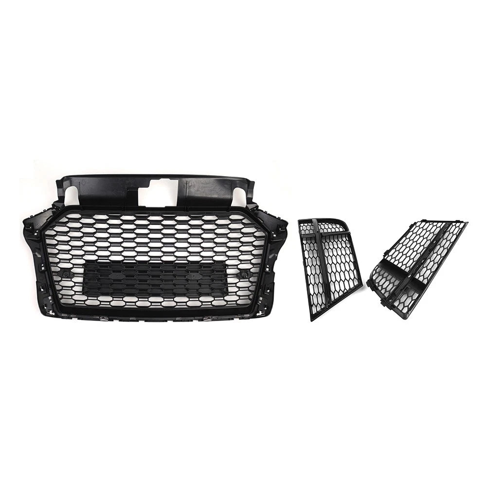Front Honeycomb Grille With Fog Light Grille Cover Kit For Audi A3 2016-2019 US