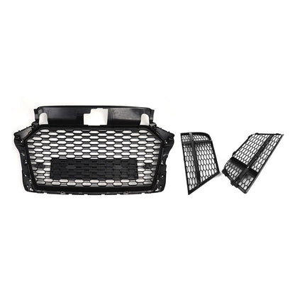 Front Honeycomb Grille With Fog Light Grille Cover Kit For Audi A3 2016-2019 US