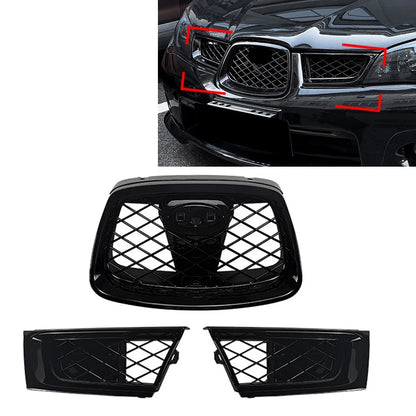 Set Front Bumper Upper Hood Kidney Grille For Subaru Impreza 9th WRX STI 2006-07