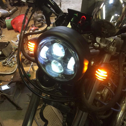 6.5'' Motorcycle Universal LED Headlight & Bracket For Harley Chopper Cafe Racer