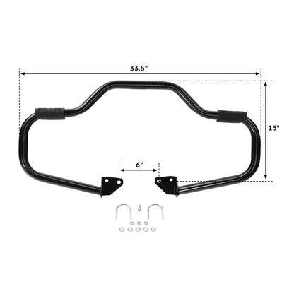 Black 1.25" Highway Engine Guard Crash Bar For Harley Dyna Super Wide Glide 06+