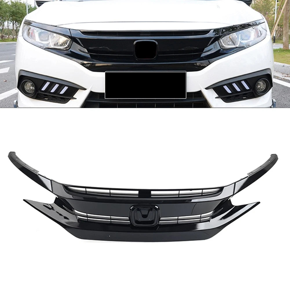 Front Grille Upper Grill Hood Eyelid For Honda Civic Coupe Sedan 2016-2018 2017