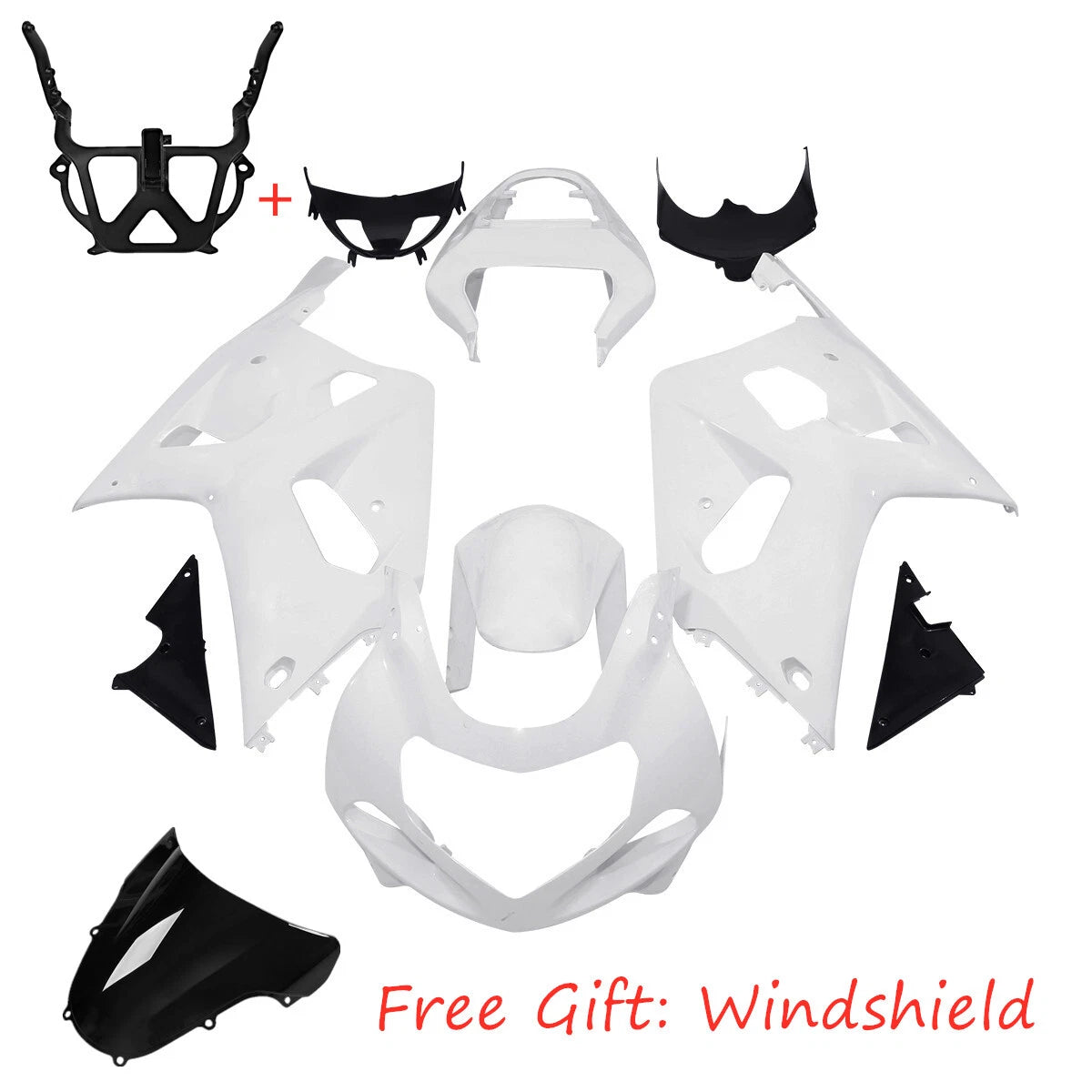 Unpainted Fairing Bodywork Kit & Stay Bracket Fit For GSXR600 GSXR750 2001-2003
