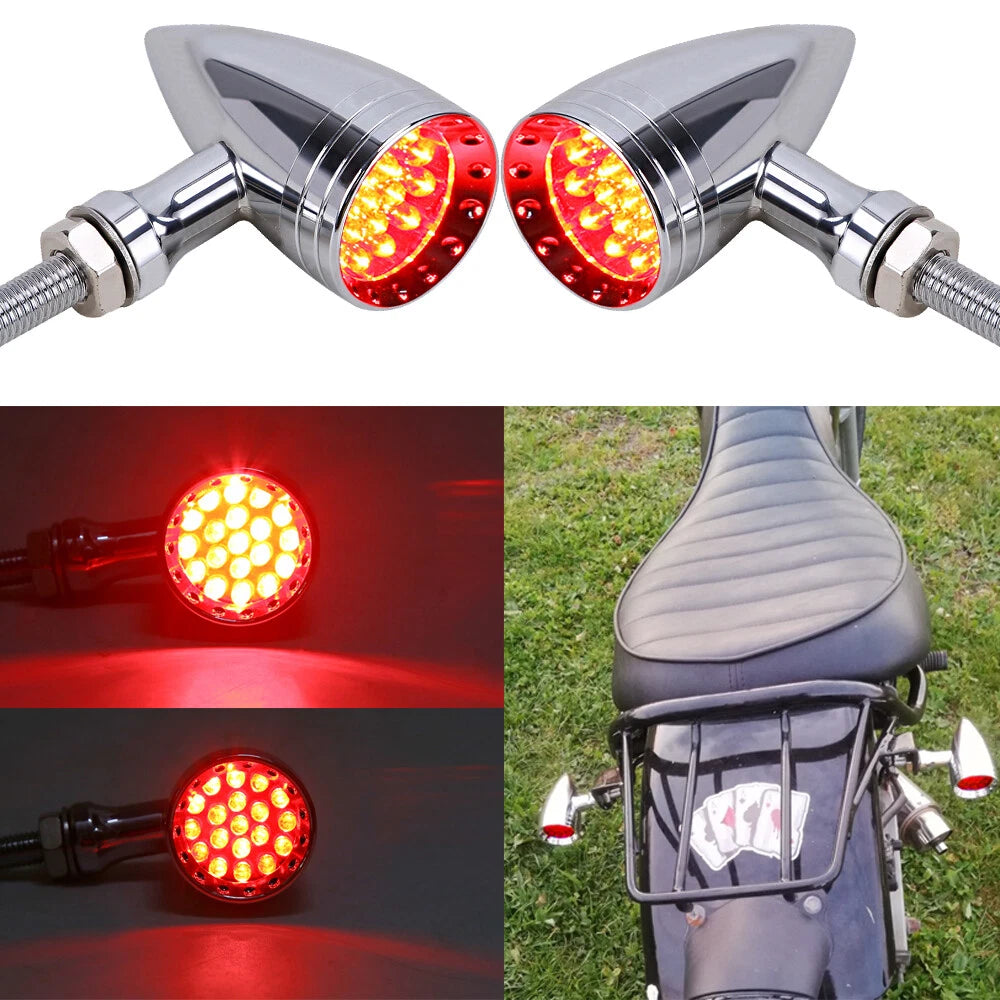 Motorcycle Chrome LED Turn Signal Light For Harley Touring Road King Glide Dyna