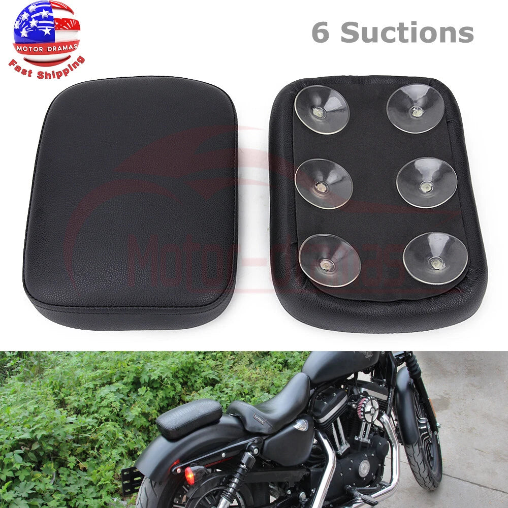 Rectangular Pillion Passenger Cushion Seat Pad 6 Suction Cup for Harley Custom