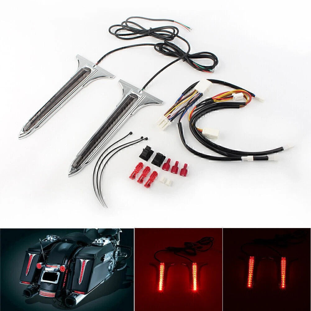 LED Rear Saddlebag Accents Light Smoke Lens For Harley Touring Road King Chrome