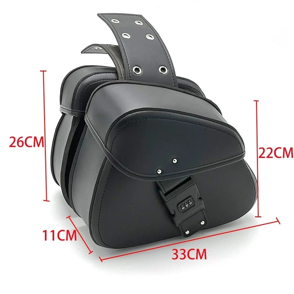 Password Lock Motorcycle Saddlebag For Harley Honda Rear Side Bags PU Leather