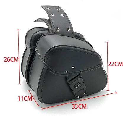 Password Lock Motorcycle Saddlebag For Harley Honda Rear Side Bags PU Leather