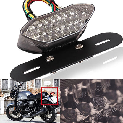 Universal Motorcycle LED Turn Signals Brake License Plate Integrated Tail Lights
