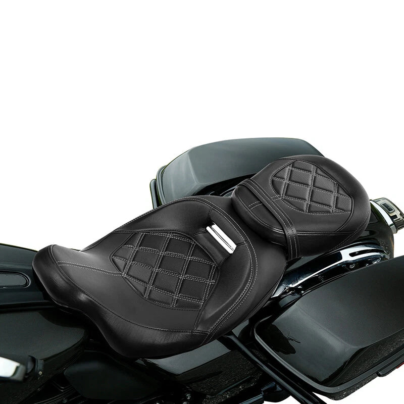Driver & Passenger Gel Seat Fit For Harley Touring Electra Road Glide King 09-23
