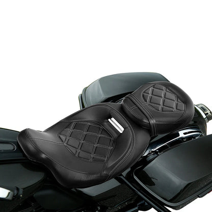 Driver & Passenger Gel Seat Fit For Harley Touring Electra Road Glide King 09-23