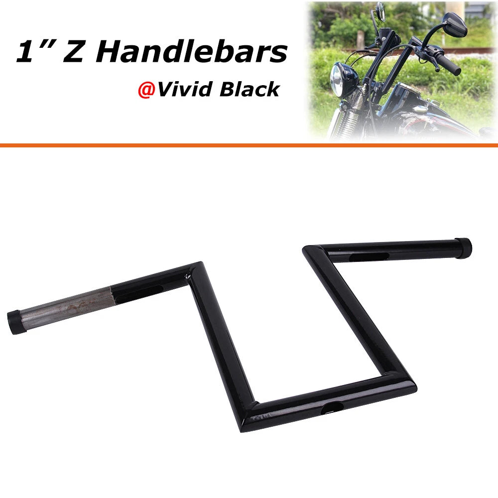 Motorcycle 10-1/2" Rise 1" Ape Hanger Z-Bar Handlebar For Harley Sportster Dyna