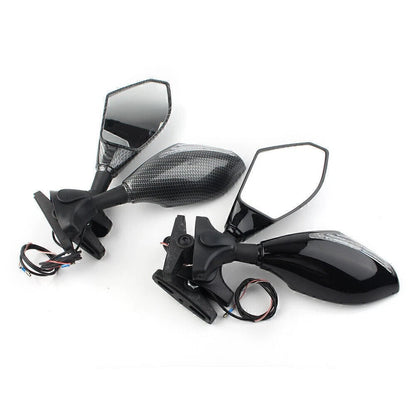 Rearview Mirrors W/ LED Turn Signal Indicator For Ducati Honda Kawasaki Yamaha
