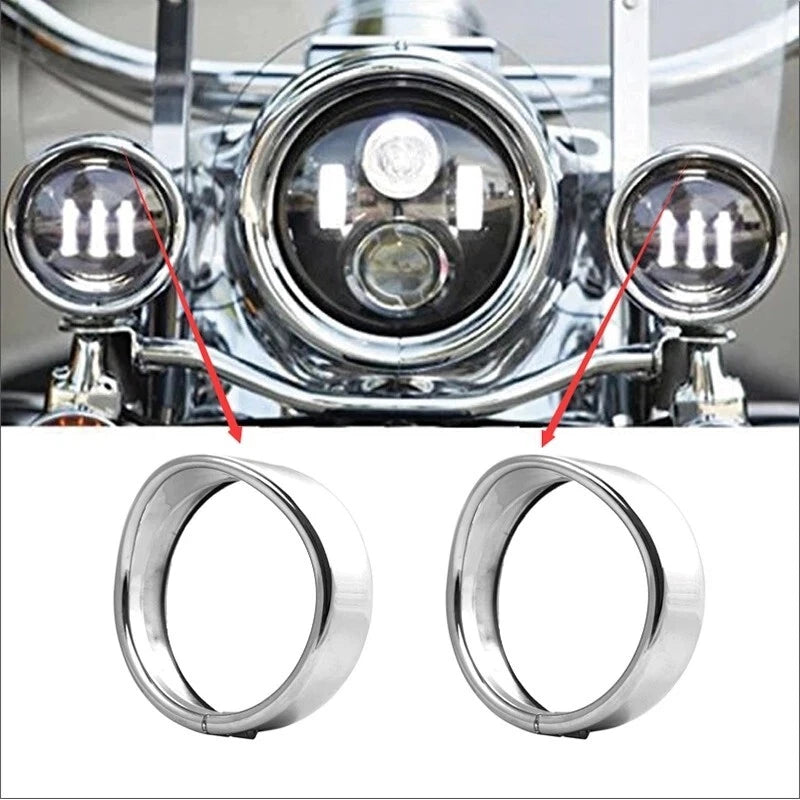 4.5 inch Chrome Auxiliary Lamp Visor Style Passing Lamp Trim Ring For Touring