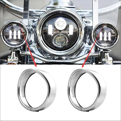 4.5 inch Chrome Auxiliary Lamp Visor Style Passing Lamp Trim Ring For Touring