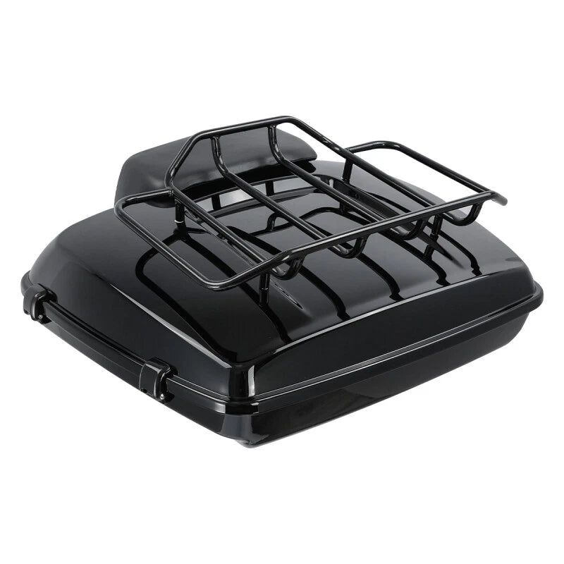 Black Razor Trunk Top Rail Backrest Pad Mount Rack Fit For Harley Touring 14-25