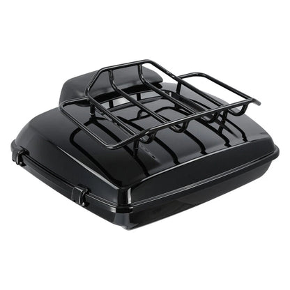 Black Razor Trunk Top Rail Backrest Pad Mount Rack Fit For Harley Touring 14-25