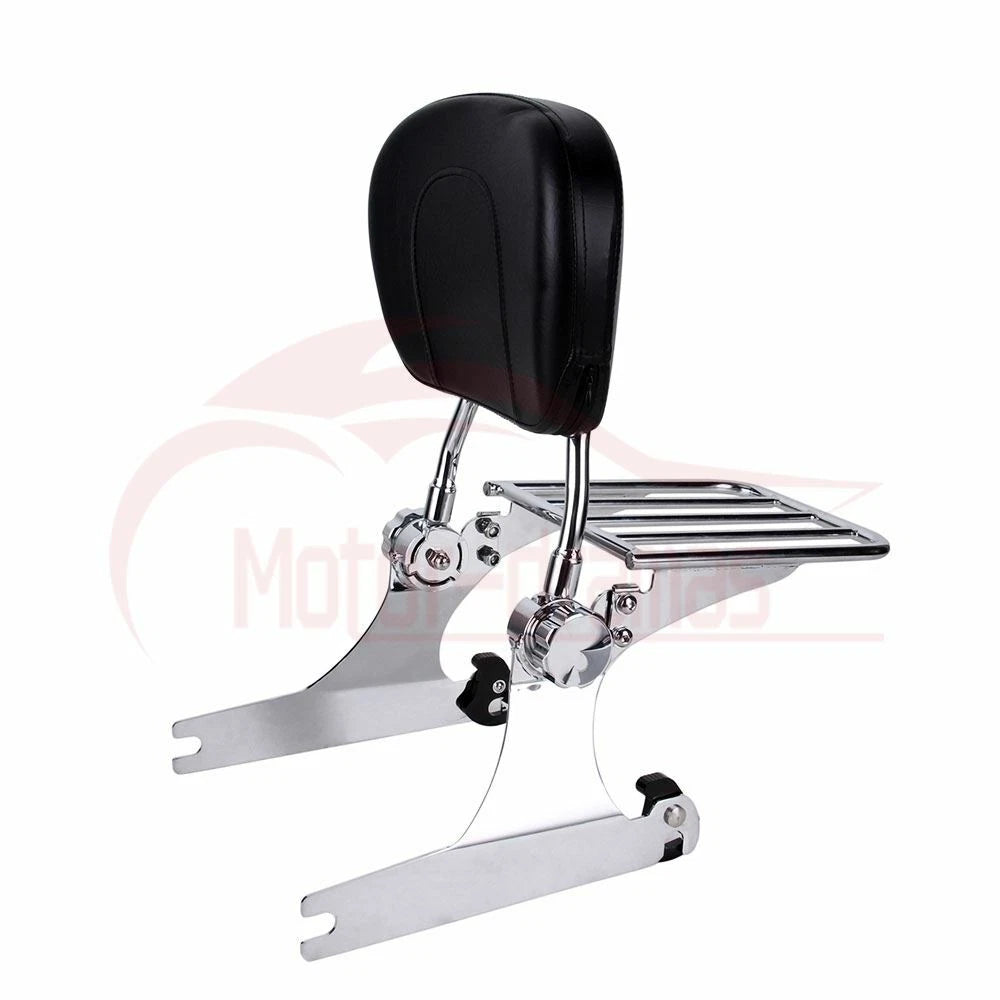 Passenger Adjustable Backrest Sissy Bar Luggage Rack For Harley Dyna FXD 2002-05