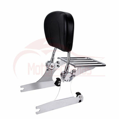 Passenger Adjustable Backrest Sissy Bar Luggage Rack For Harley Dyna FXD 2002-05