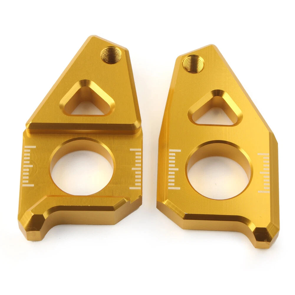 Axle Spindle Chain Adjuster Blocks For Yamaha YZF R1 FZ8 FZ1 TMAX 530 Motor Gold