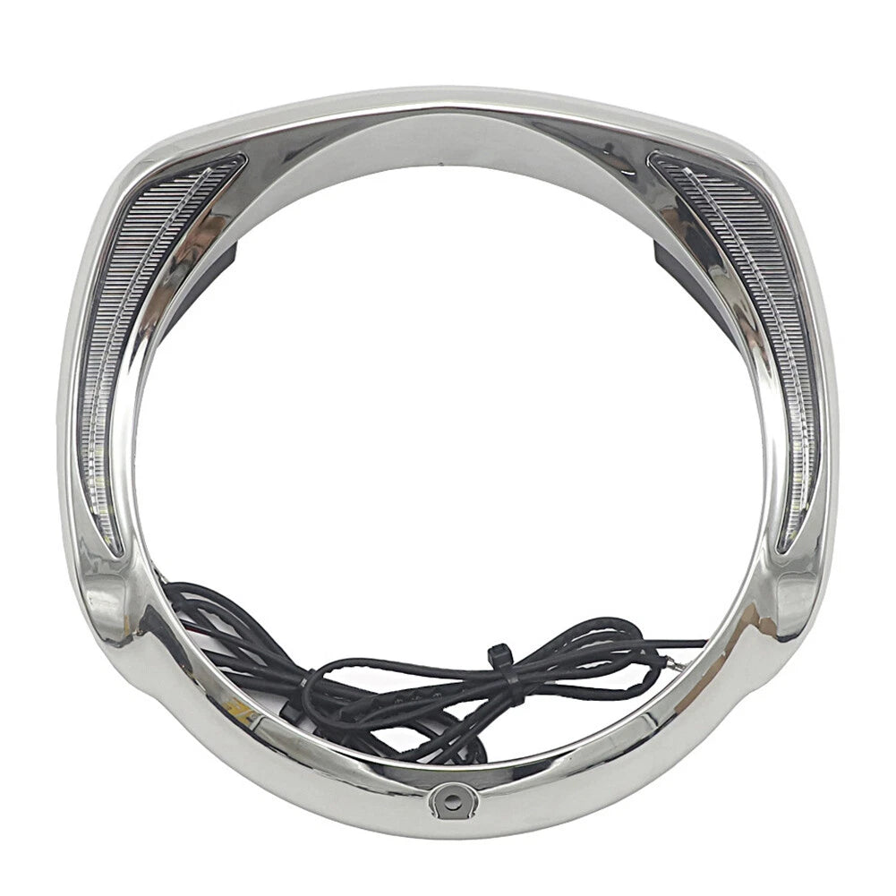 LED Headlight Headlamp Bezel Visor Trim Ring Fit For Harley Touring 2014+ Chrome