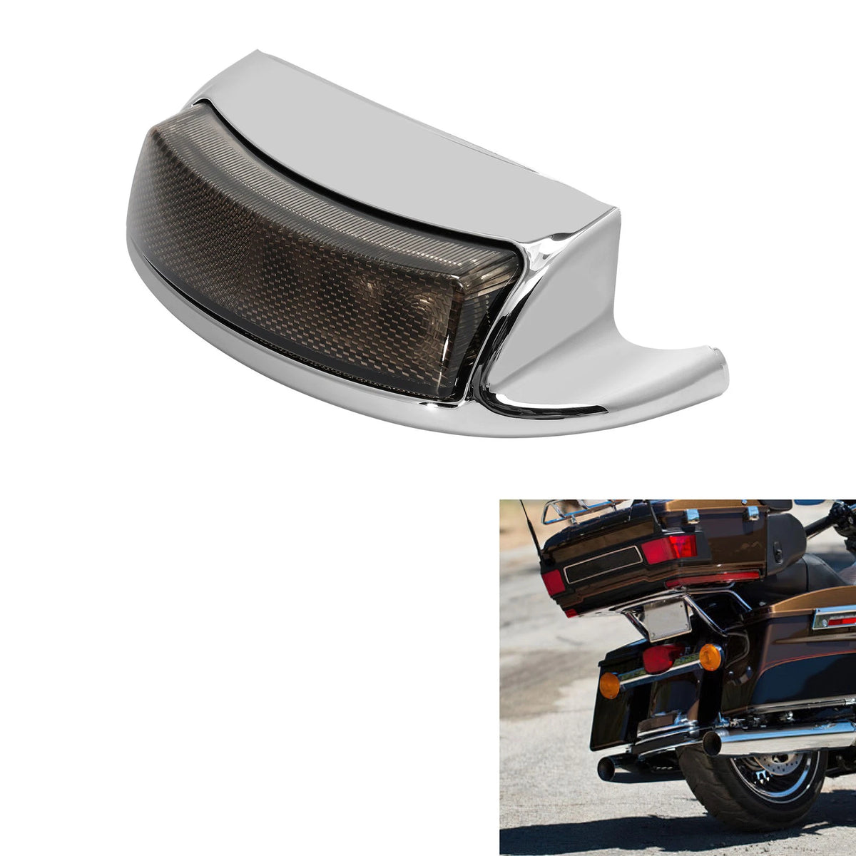 Chrome Rear Fender Tip Brake Light Smoke Lens Fit For Harley Electra Glide 10-16