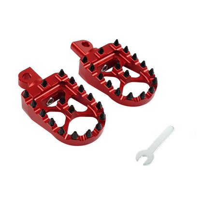Wide Fat Foot Pegs MX Style Footpegs For Harley Dyna Sportster Fatboy Red+Black