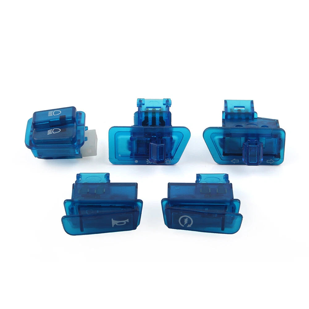 5Pcs Turn Signal Headlight Ignition Horn Switch Caps for GY6 50 125 150cc Blue