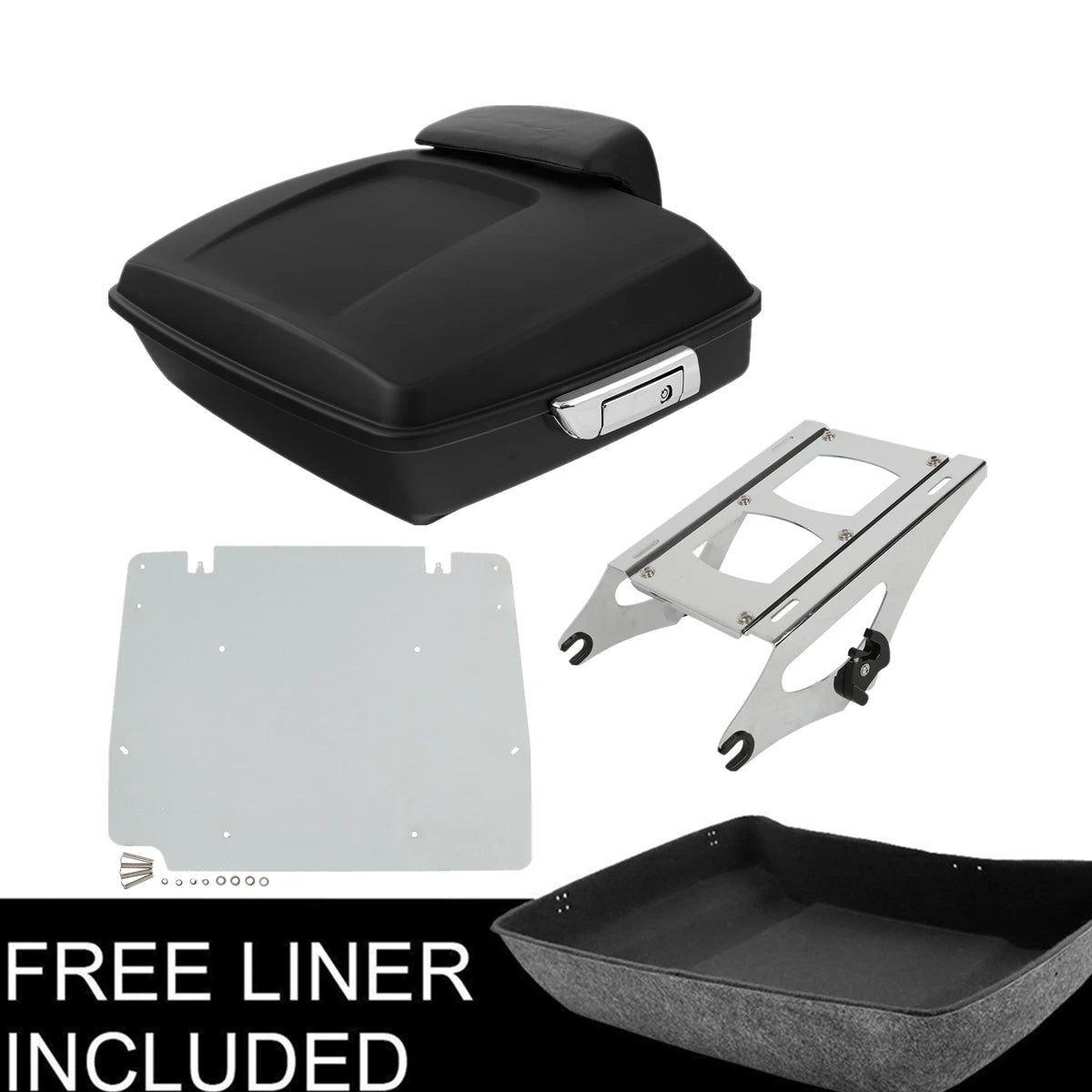Matte Chopped Trunk Backrest Rack Plate Fit For Harley Touring Glide 2014-2025