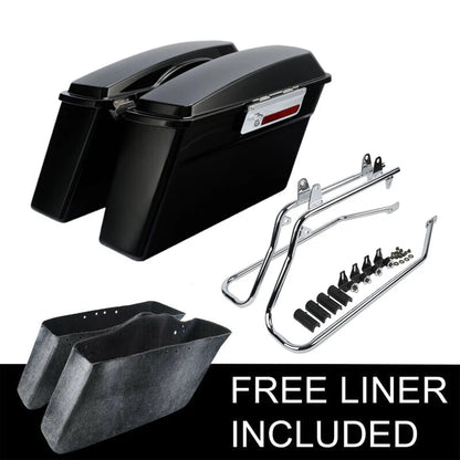 Black Hard Saddlebags & Conversion Bracket Fit For Harley Softail 1984-2017 2016